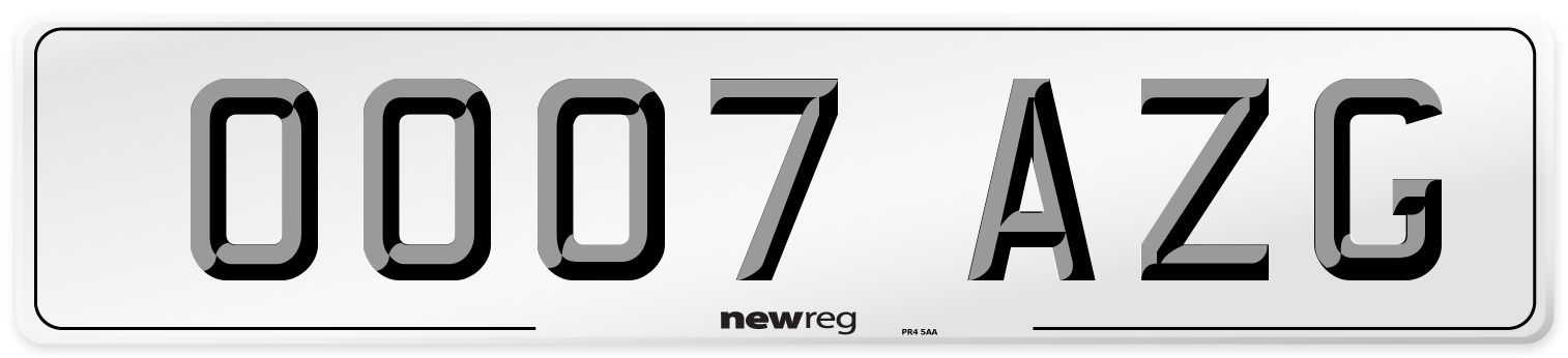OO07 AZG Number Plate from New Reg